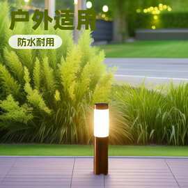跨境爆款户外灯庭院落地灯防水别墅花园室外圆形装饰立柱灯太阳能