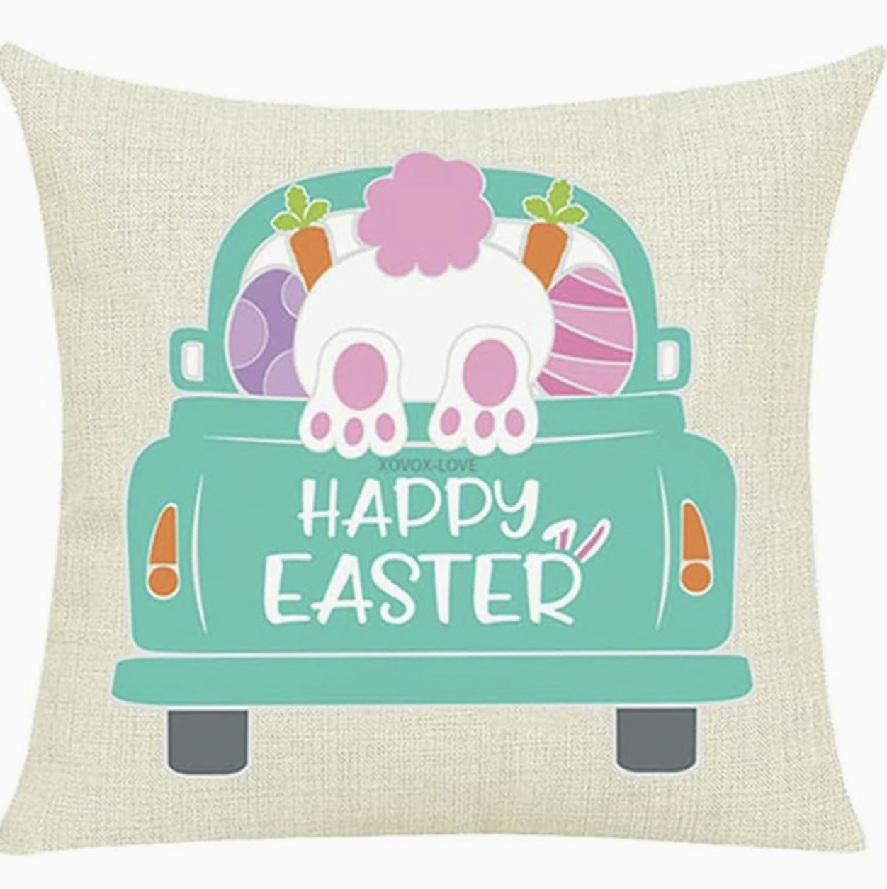 Amazon nuevo huevo de Pascua transfronterizo funda de almohada lino conejo simple funda de almohada cojín de sofá doméstico