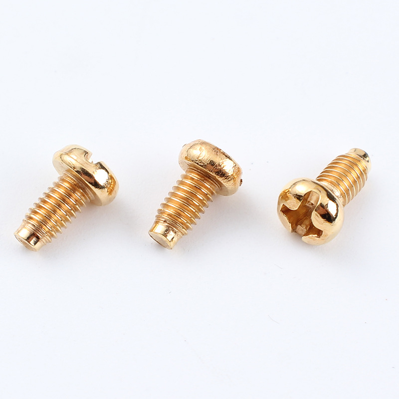 厂家供应镀铜镀金机牙螺丝钉圆柱头开关螺丝86开关铁扣接线柱