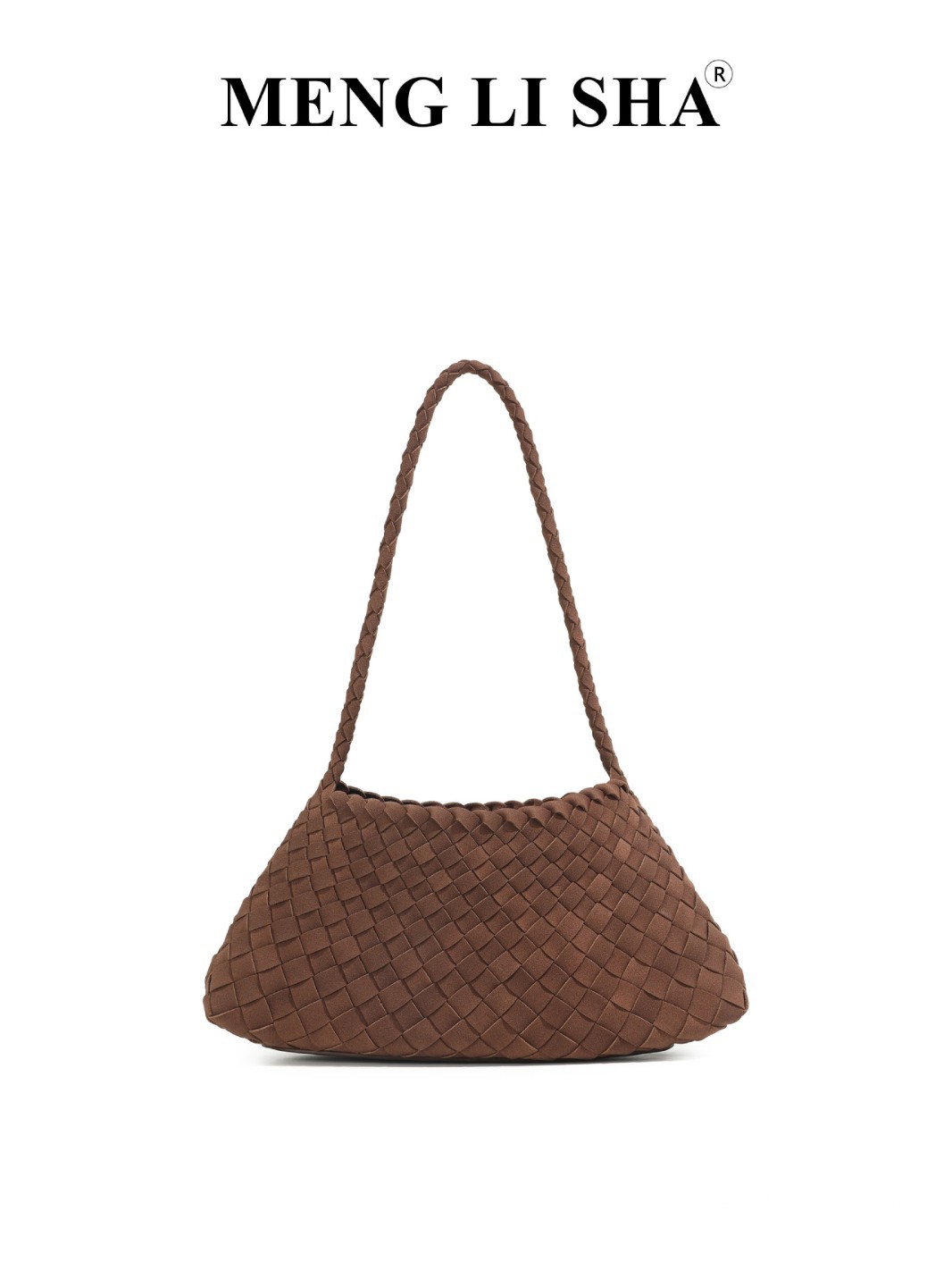 Túi tote nữ da lộn phong cách Pháp vintage dệt đan quai vai
