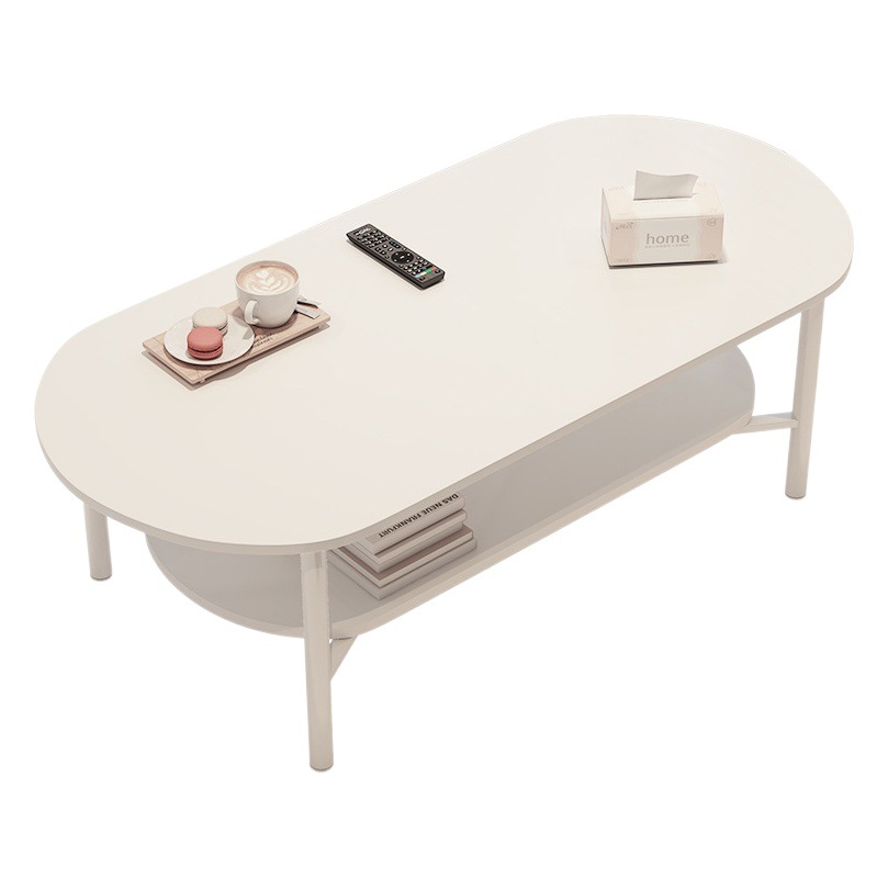 Mesa de café pequeño apartamento sala de estar casa sofá mesa de té simple moderna mesa ovalada minimalista crema estilo mesa pequeña