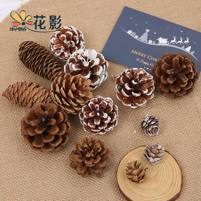 松果饰品野生松塔新年装饰摆件幼儿园手工制作DIY材料天然干花球