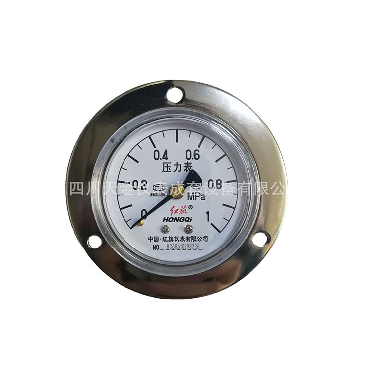 红旗仪表不锈钢压力表Y-60BFZT轴向带前边气压表高精度 0-1.6MPA