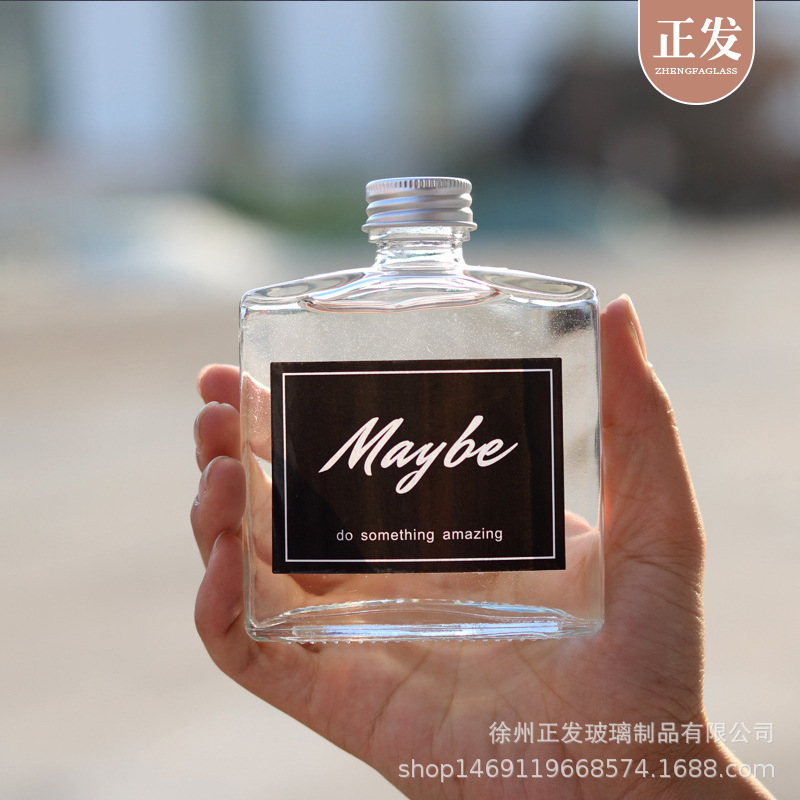 扁方酒瓶200 250ml毫升小酒瓶冷萃咖啡瓶磨砂饮料瓶奶茶瓶