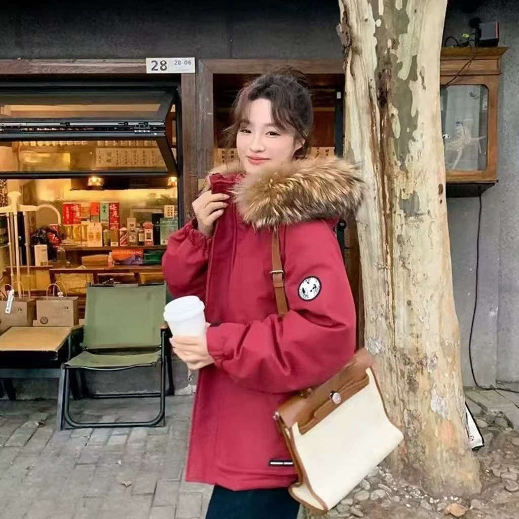 90 белый утиный пуховик женский толстый и свободный зимний