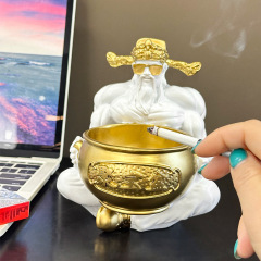 创意肌肉财神烟灰缸摆件客厅家用玄关装饰办公室桌面防飞灰烟灰缸