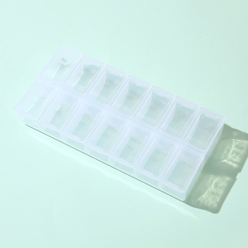 クロスボーダー双列14格薬箱点字付き週7日朝晩薬品分装収納小薬箱はロゴを印刷できる|undefined