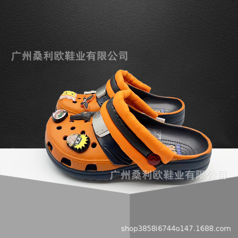 Cross Naruto Naruto Sasuke Crocs Casual Shoes Men's Shoes Summer Non-Slip Sandals Slippers with Logo
