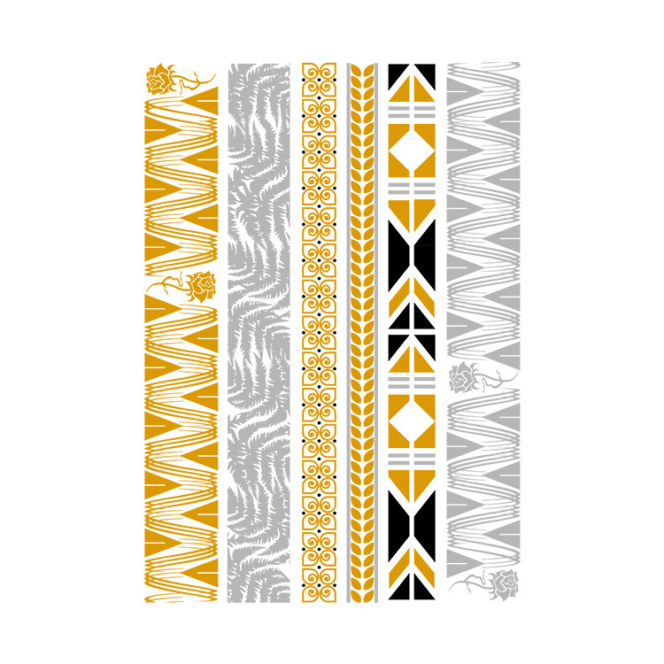 New Vintage Bronzing silver Gold Tattoo Sticker Glitter Tattoo Fake Tattoo Temporary Tattoo For Men Girls