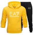 Yellow + black pants + white label