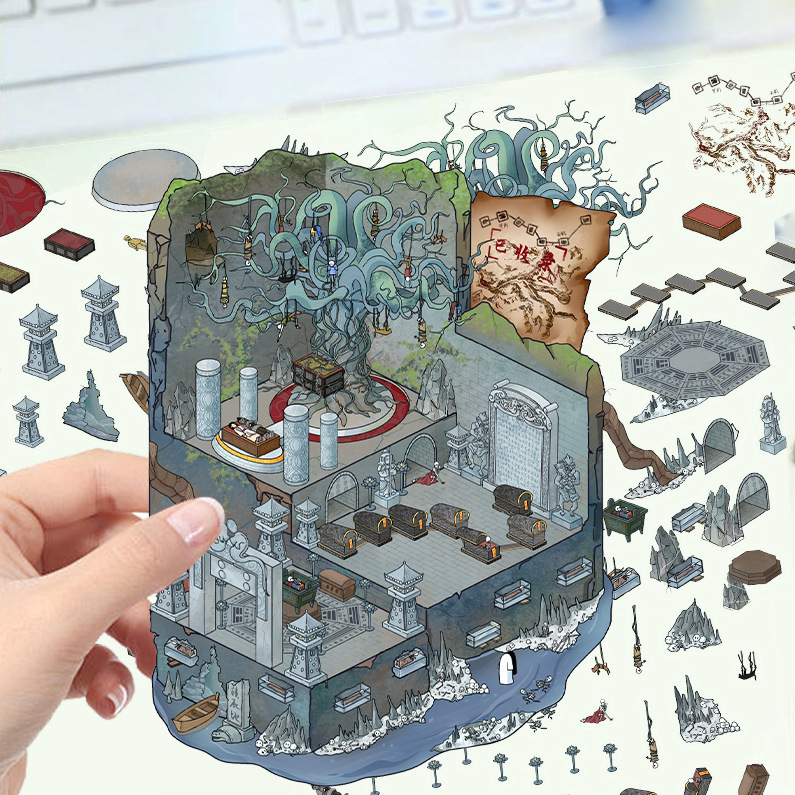漫画造園ステッカー、さまざまなミニチュア世界 3D キャビン、リトルレッドブック減圧 DIY シーンハンドブックステッカー卸売 PET|undefined