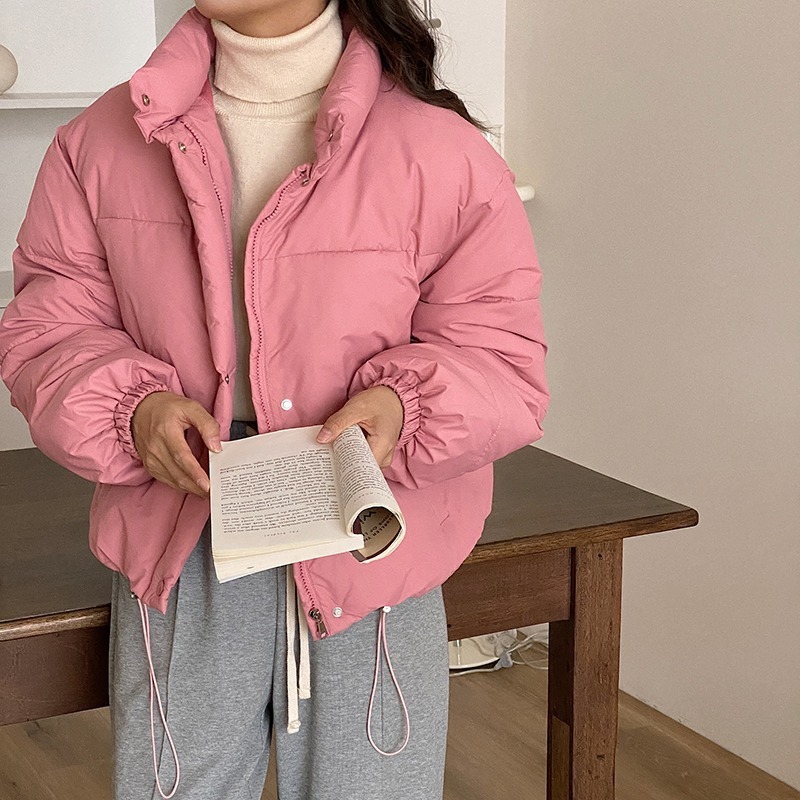 网红短款立领棉服棉衣女2025新款冬季韩版宽松加厚面包服棉袄外套|undefined