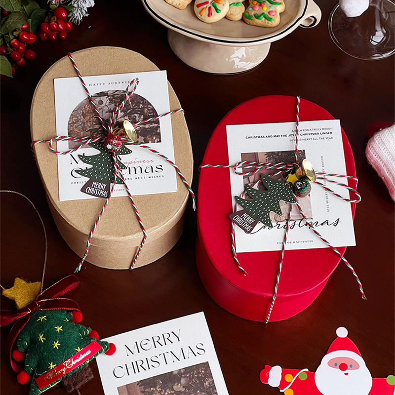 2025高档新款礼物包装盒子耶诞节礼盒烘焙曲奇饼干 干糖果小号椭