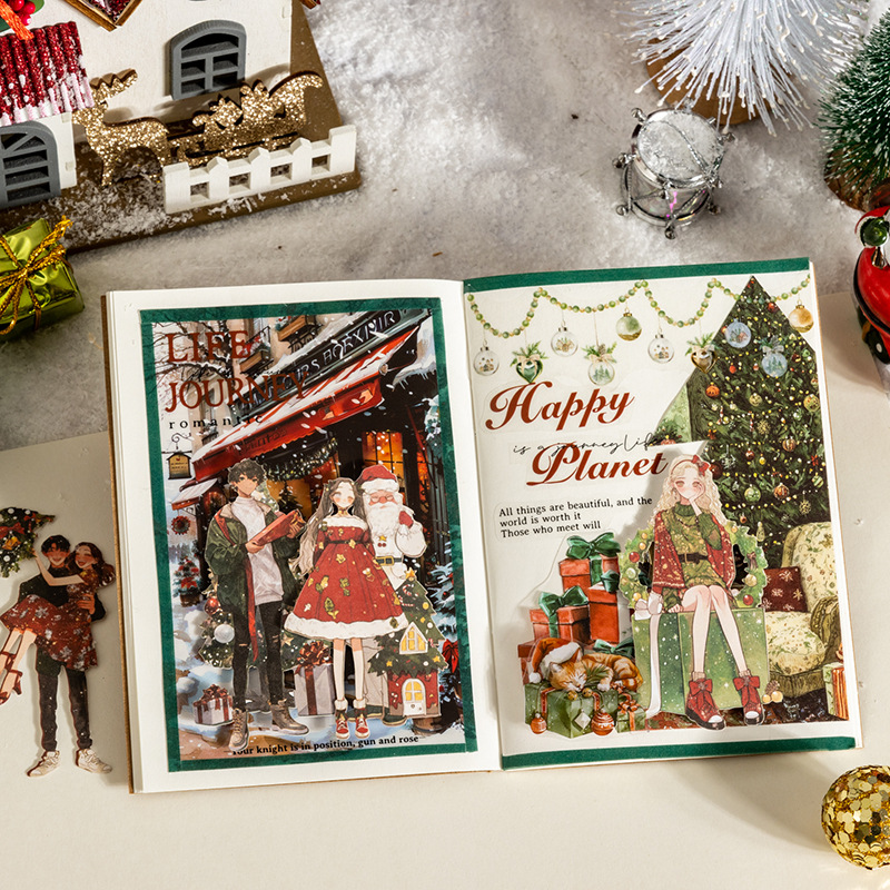 Ketchup Girl Christmas Theme Personajes sin pegatinas de borde blanco Maravillosa Nochebuena Transfronteriza Hand Cardage Material de bricolaje