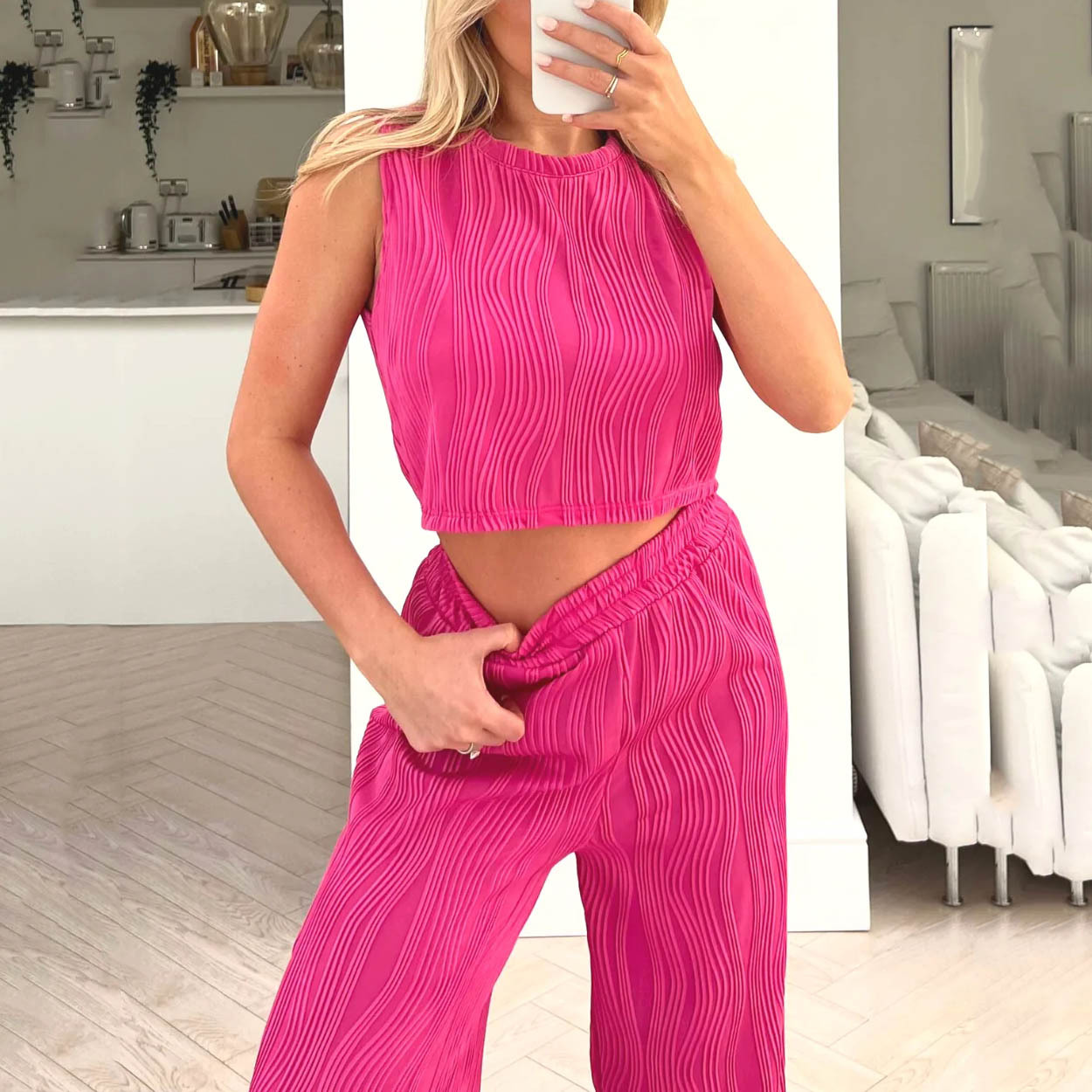 Women's Casual Solid Color Polyester Pants Sets display picture 3