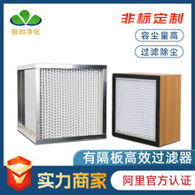 有隔板镀锌高效过滤器精密hepa高效过滤网中央空调木框玻纤纸隔板