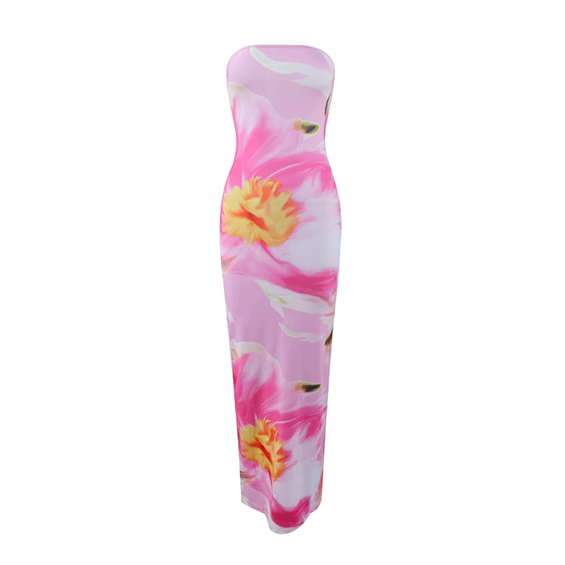Платье-футляр на бюстье длиной макси, ткань Milk Silk 83% Polyester 17% Elastane, летний европейский стиль