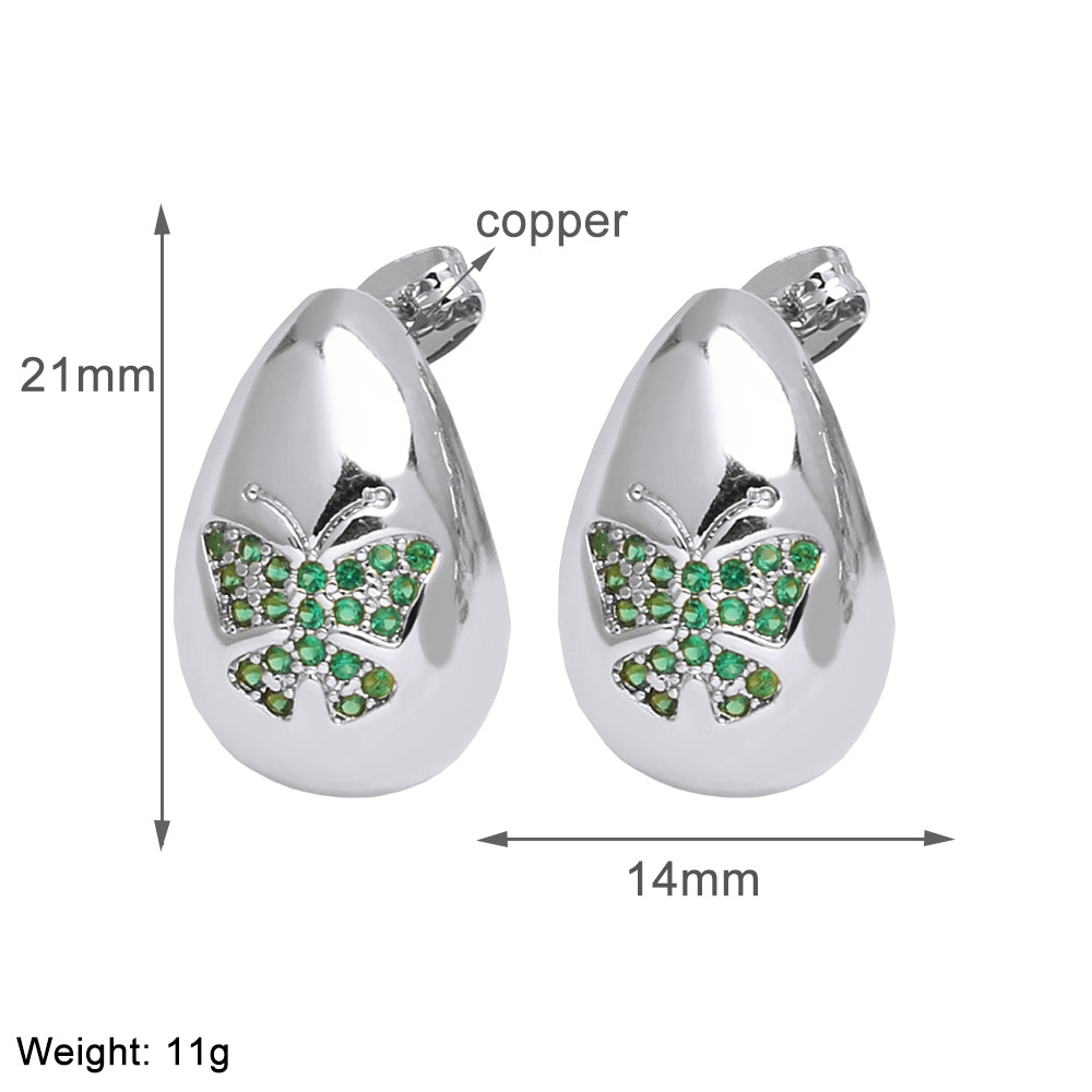 1 Pair Simple Style Water Droplets Plating Copper Zircon 18K Gold Plated Ear Studs display picture 7