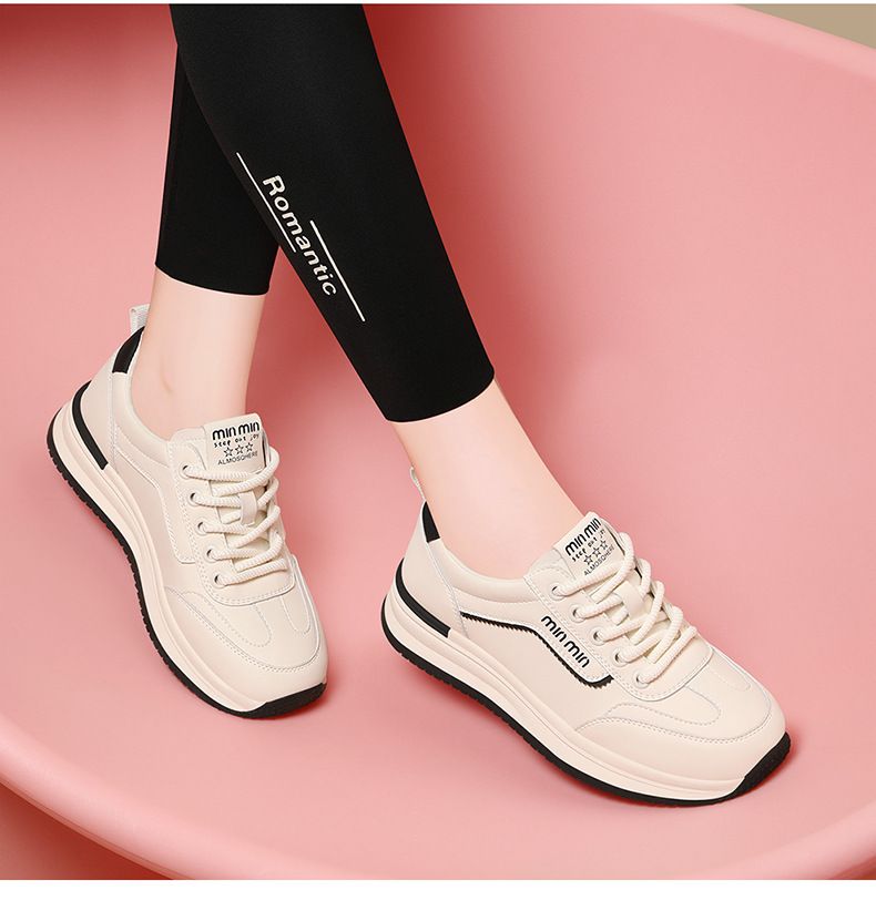 Giày sneaker nữ da thật đế mềm thoải mái, giày du lịch trắng thể thao trung niên mùa xuân hè — JST 1801 kaki trắng, JST 1801-1 kaki trắng thoáng khí, JST 1801-1 trắng đen thoáng khí, JST 1801 trắng đen chi tiết 7