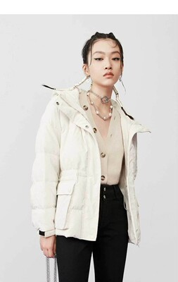 欧美拉链显瘦白鸭绒长款普通羽绒服