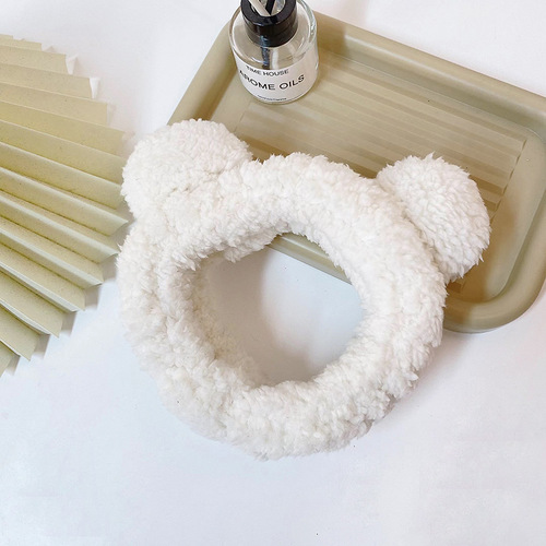 Original Design Cotton Fluffy Cute Round Ear Headband Facial Cleansing Makeup Little Bear Ear Headband Fluffy Hair Accessory
