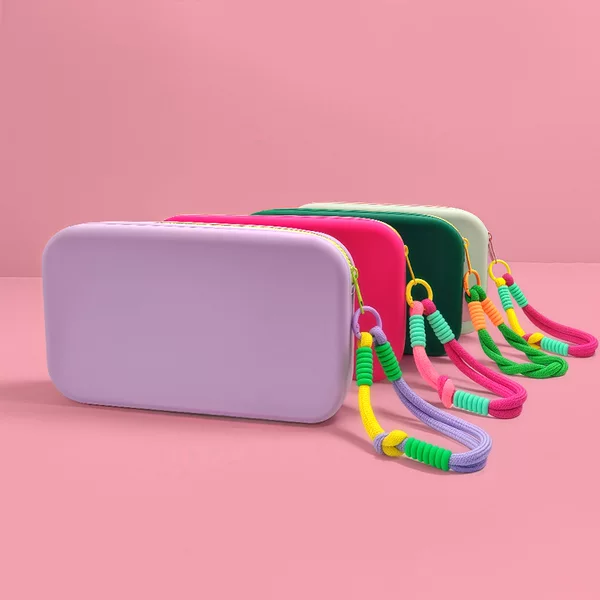 Cross-Border Popular Contrasting Color Silicone Bag Small Square Bag Large Capacity Cosmetic Bag Portable Soft Silicone Lipstick Storage Bag Ready for Sale