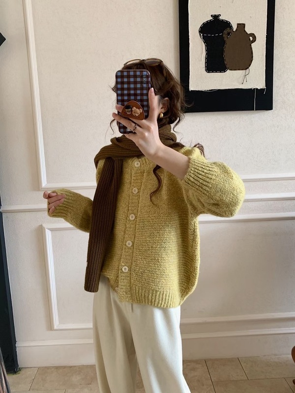 法式高级感复古花纱毛衣外套女2025秋冬新款宽松软糯针织开衫上衣|undefined