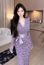 温柔法式浪漫显瘦气质时尚连衣裙女装2025秋冬新款心机小众中长裙