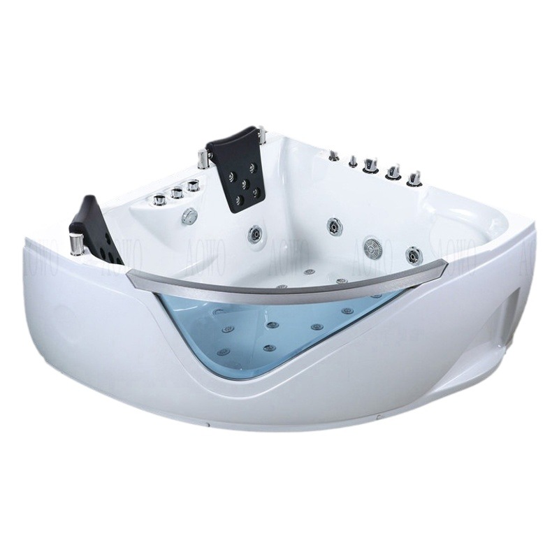 bañera triangular acrílica doble bañera de masaje ventilador de surf inteligente temperatura constante calentamiento bañera burbuja hotel familiar
