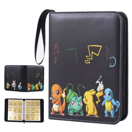 Pokémon card book Pokémon 4 grid 9 grid game card book cartoon PU collection book loose-leaf zipper card bag