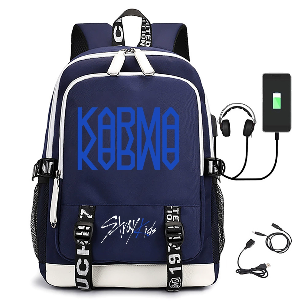 Новый альбом Stray Kids karma print средней школы сумка USB повседневная школьная сумка для путешествий на улице