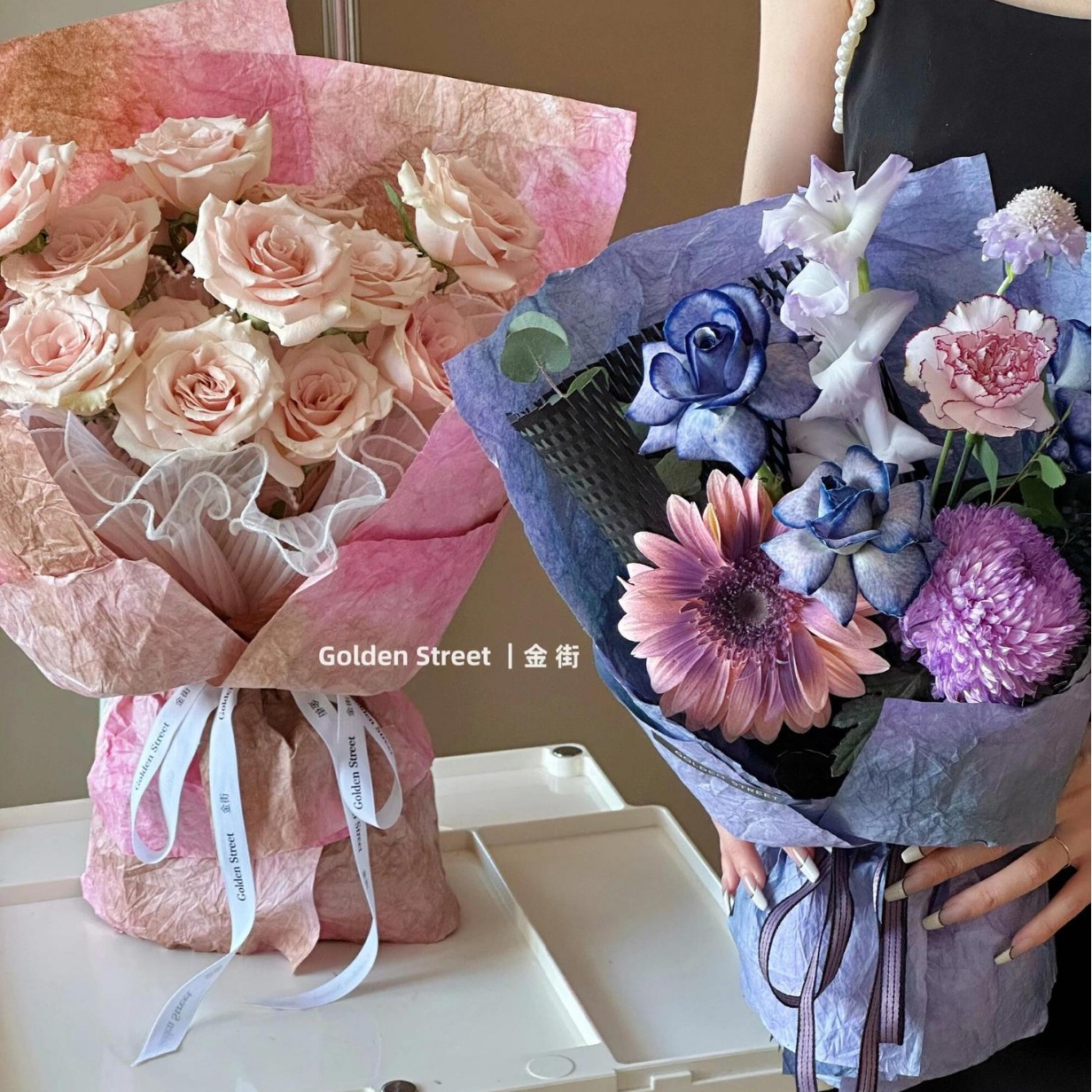 Materiales de embalaje de papel de tinta de tinta de tinta serie de embalaje de flores espesar papel de pliegue buquete de papel de patrón al por mayor