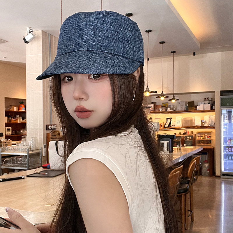 日系复古高品质亚麻马术帽子女显脸小百搭夏季款情侣鸭舌帽气质型|undefined