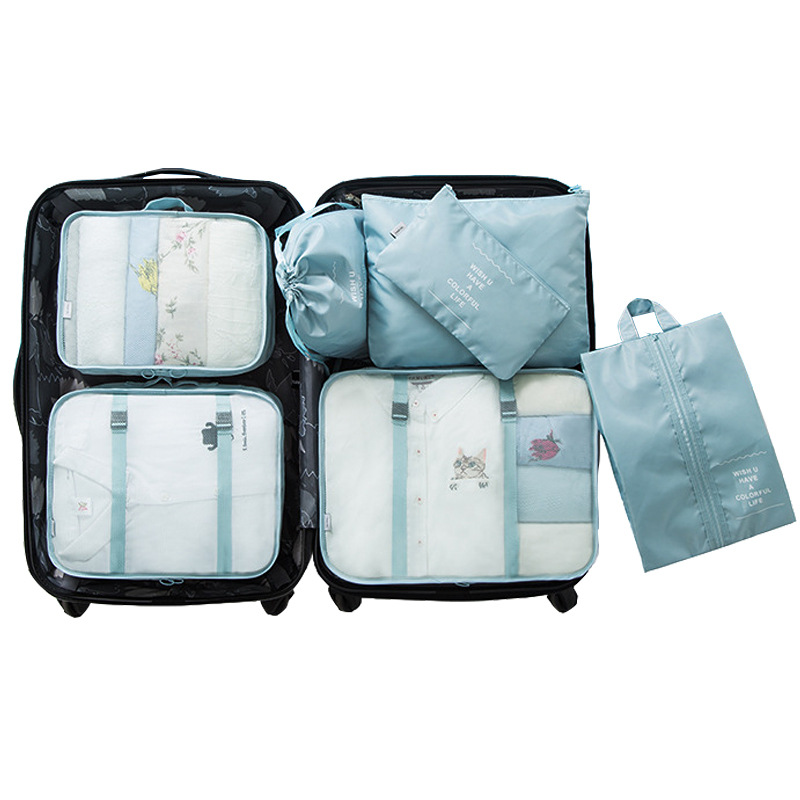Amazon Travel traje de almacenamiento bolsa de almacenamiento de viaje bolsa de cosméticos de ocho piezas bolsa de almacenamiento de clasificación de ropa de viaje