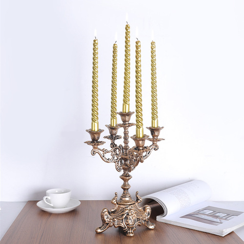 European style three-headed five-headed candlestick cast iron carved candlestick iron candlestick wax holder candlestick home wedding decoration