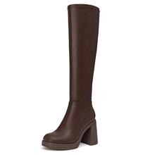 U 32602 Thick Sole Chunky Heel Stretch Boots ��״ָ�����ѥ