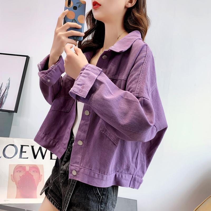 慵懶風紫色牛仔外套女2025春秋季新款韓版寬鬆設計感小眾短款上衣