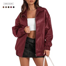 Y 59170 PU Leather Jacket Zip Side Pocket Casual ����Ƥ�п�