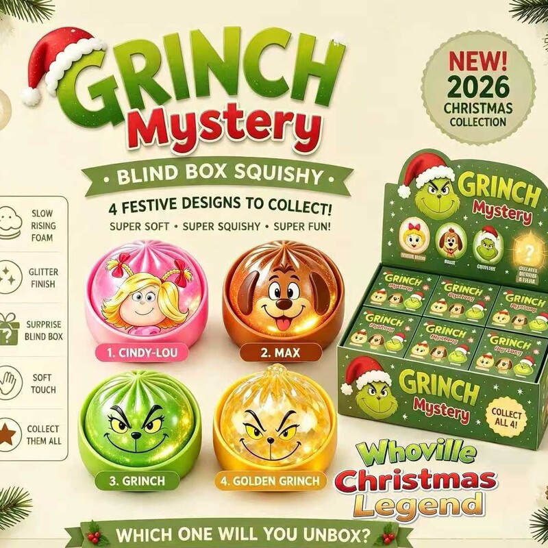 Cross-border Grinch Christmas Edition Whoo-Whoo Town Mythical Series Green Furry Monster Grinch Squishy Stress Relief Blind Box Cross-border Grinch Christmas Edition Whoo-Whoo Town Mythical Series Green Furry Monster Grinch Squishy Stress Relief Blind Box