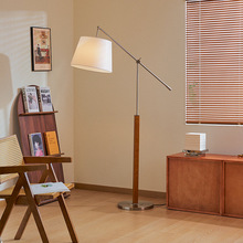 中古实木摇臂落地灯原创设计工作台灯ins博主网红包豪斯钓鱼灯