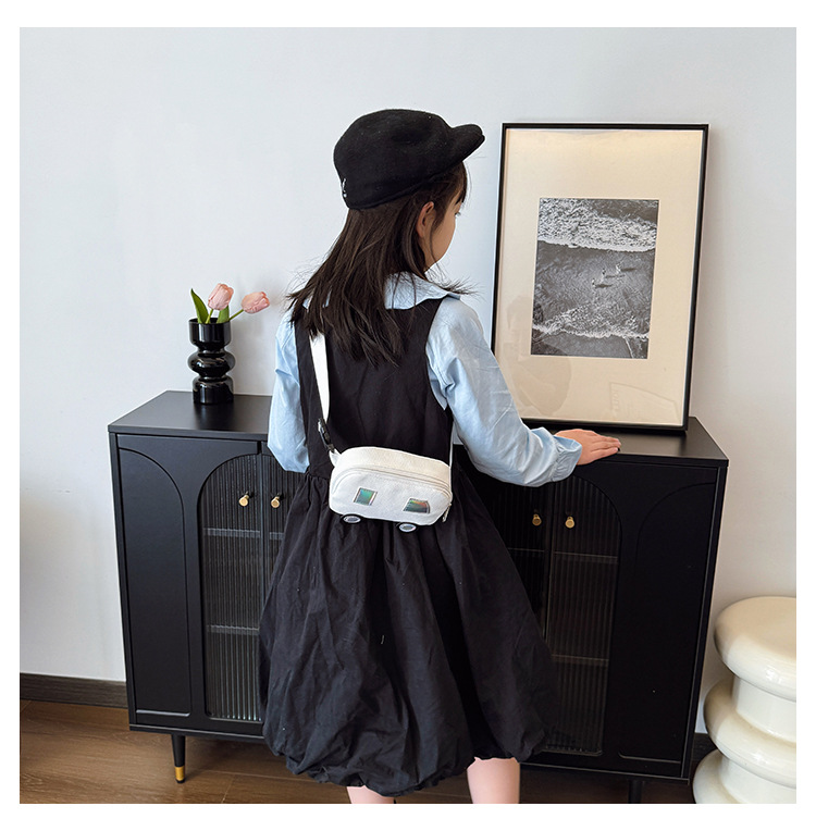 Niños Lienzo Color Sólido Lindo Hilo De Coser Cuadrado Cremallera Bolsas De Hombro display picture 12