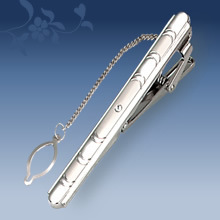 Tie Clip Metal Men's Suit Chain 140 Simple Flower Pattern Business Elegant Tie Clip with Diamonds