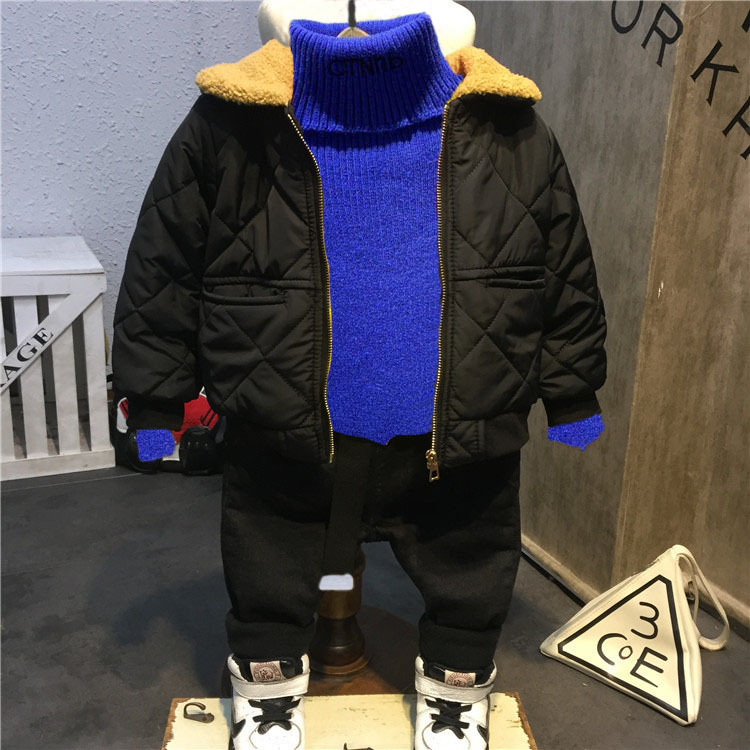 2020冬款童裝男童套裝小童加絨加厚3寶寶冬裝新款棉服韓版套裝潮