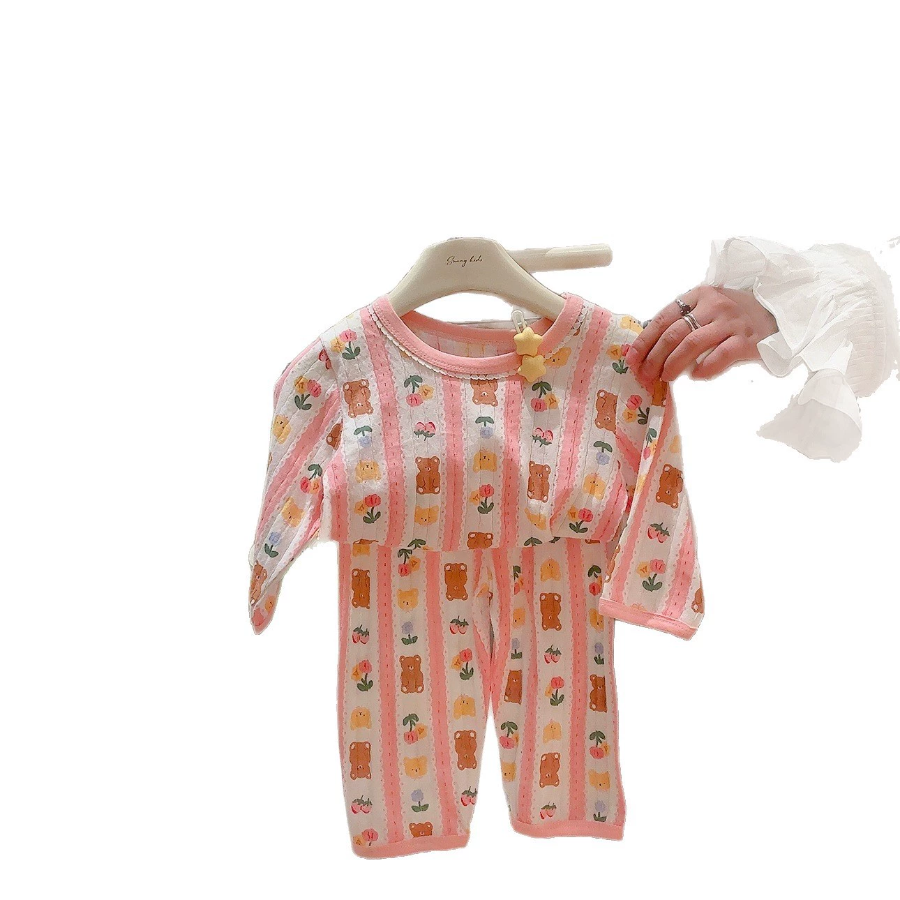 Летний детский пижамный комплект с длинными рукавами, дышащий комфортный тонкий хлопок для мужчин и женщин