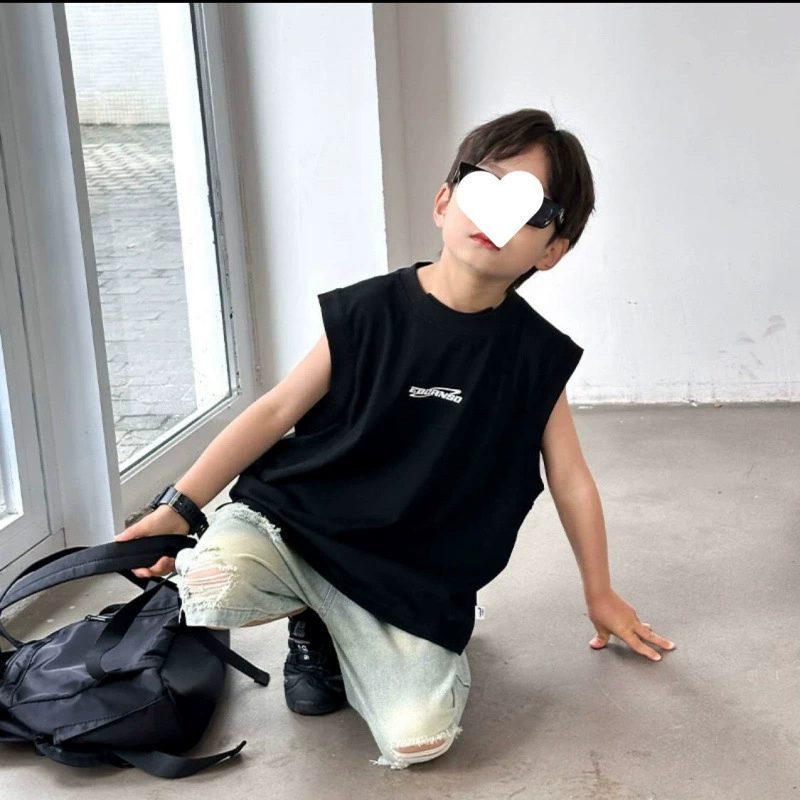 Жилет, футболка, тонкие летние футболки без рукавов для мальчиков, летние новые стильные топы из чистого хлопка для мальчиков, модные