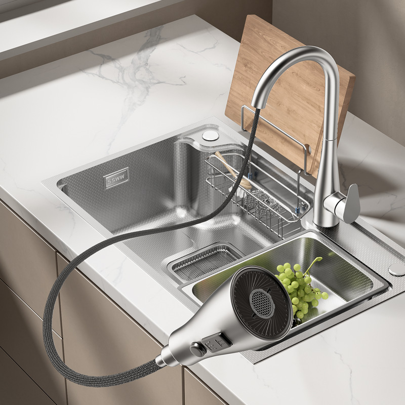 Premium Japanese-Style Single-Bowl Kitchen Sink Sus304 Stainless Steel Sink, Vegetable Washing Basin, Dishwashing Sink, 1.2mm Thick