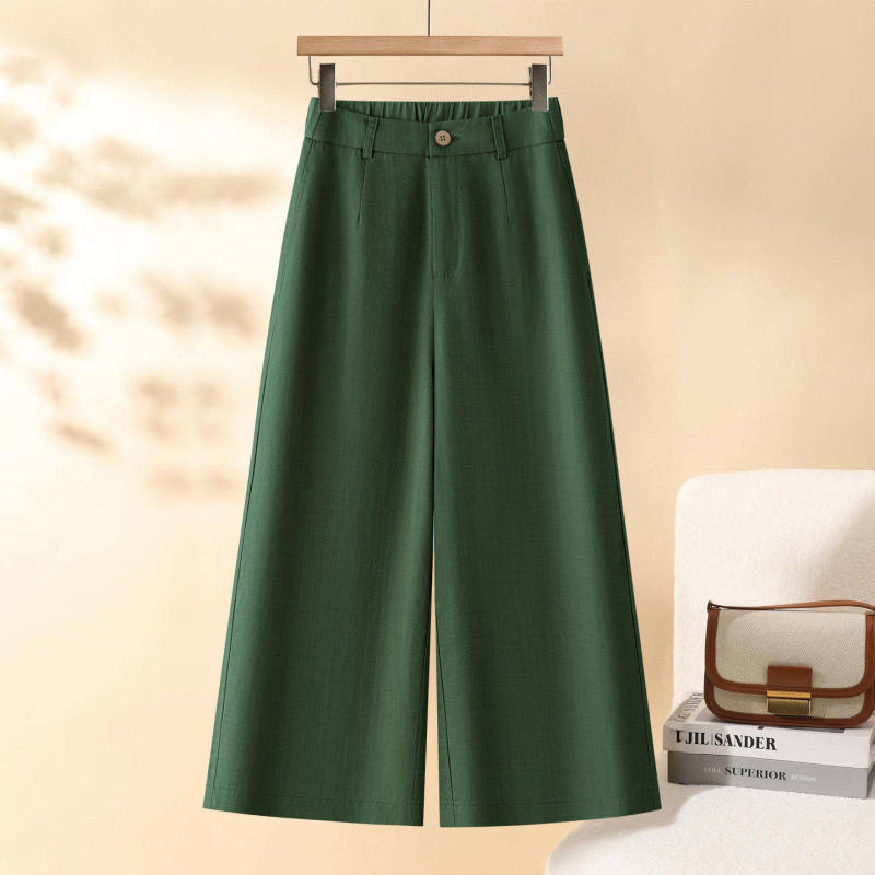 Forest Green Linen Cropped Wide-Leg Pants for Women, Summer Thin Style, 2026 New Trendy Model, Cotton-Linen Straight-Leg Pants Forest Green Linen Cropped Wide-Leg Pants for Women, Summer Thin Style, 2026 New Trendy Model, Cotton-Linen Straight-Leg Pants