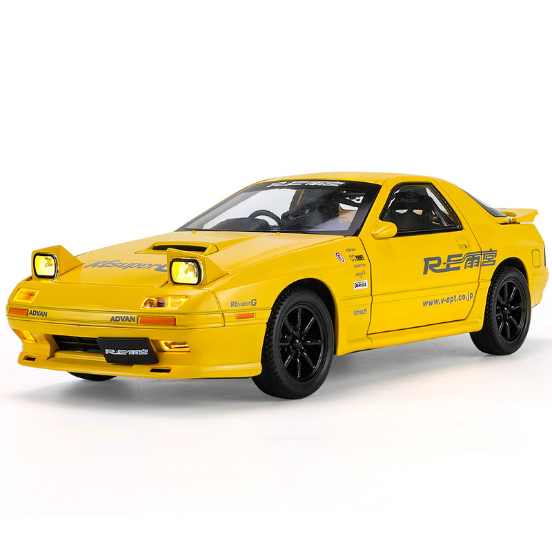 1:24 Mazda Rx7 Alloy Model Pull Back Sound and Light Boy Toy Car 4S Shop Gift Cross-Border E-Commerce Push