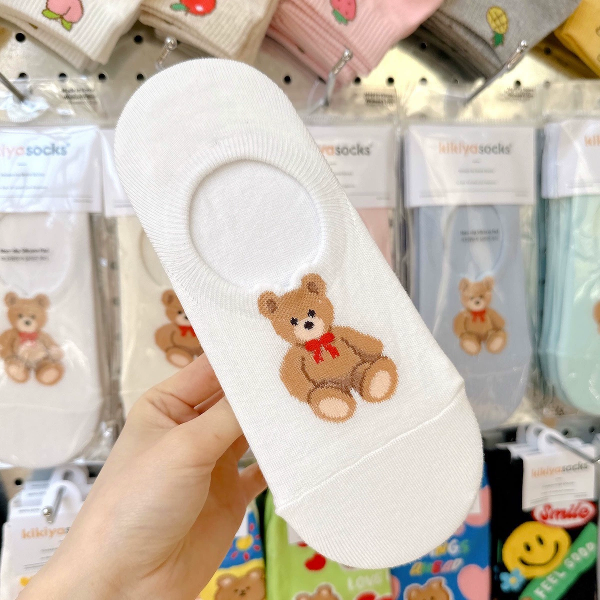Импорт летние cartoon тонкие дышащие невидимые носки, корейский стиль, с маленькими медведями