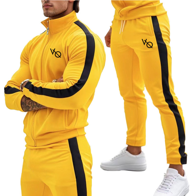 2025 New Cross-border Men's Sports suit Spring and Autumn Outdoor Fitness Running Sportswear Zipper Jacket Pants